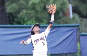 Essex second baseman Jay Jeter settles under a fly ball during first inning action against Northumberland.