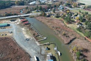 The June Parker Marina in Tappahannock was a topic of discussion at last week’s Essex County Economic Development Authority meeting. Photo By Essex High School Drone Class.
