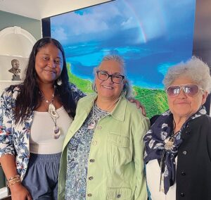 From Left: Sunshine Gumms (Shinnecock), Chief Anne Richardson, and Marguerite Smith (Shinnecock)