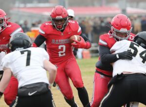 Rappahannock’s Kenneth Madison makes his way into the teeth of Buffalo Gap’s defense.